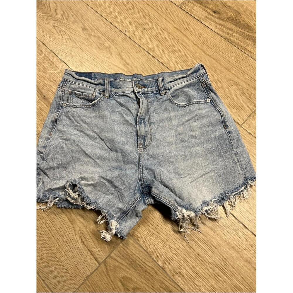 American Eagle Outfitters relaxed mom Light Blue Distressed Denim Cutoff Shorts